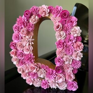 Handcrafted Chunky Wooden Floral Letter "Q"